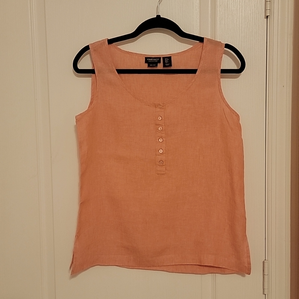 Jones & Co, Jones New York linen tank, light orange/peach, sz S,